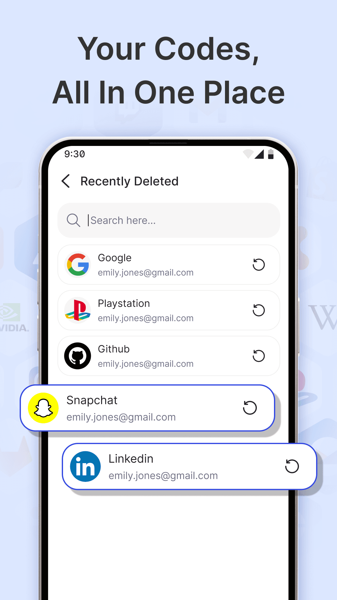Authenticator App: Restore deleted accounts